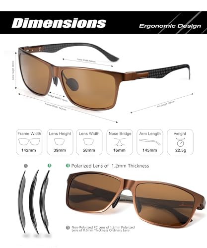 Image of ANYLUV Polarized Sunglasses for Men Rectangular Classic Al-Mg Metal Frame Sun Glasses Mens Sunglasses with UV Protection