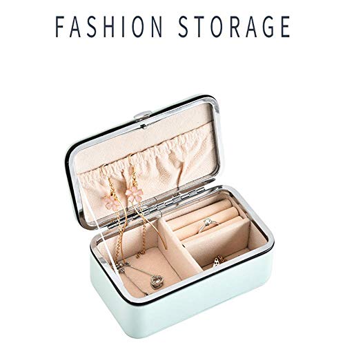 Preisvergleich Produktbild STED Tragbare Schmuckschatulle Travel Essential Ring Ohrringe Halskette Handgefertigte Schmuckschatulle Multifunktions-Aufbewahrungsschachtel, Schmuckschatulle in der Tasche, Blau