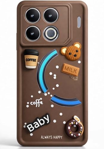 Image of Bintage Case Ball Bear| Donut| Milk Cake| Baby| Coffee Rubber Case Camera Protection Back Cover Compatible for Infinix GT 20Pro 5G - Brown