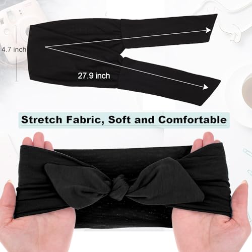 Image of 4 Pieces Knotted Adjustable Headbands for Women Black Headbands Elastic Non-Slip Fashion Hair Bands for Workout Sports Running Yoga