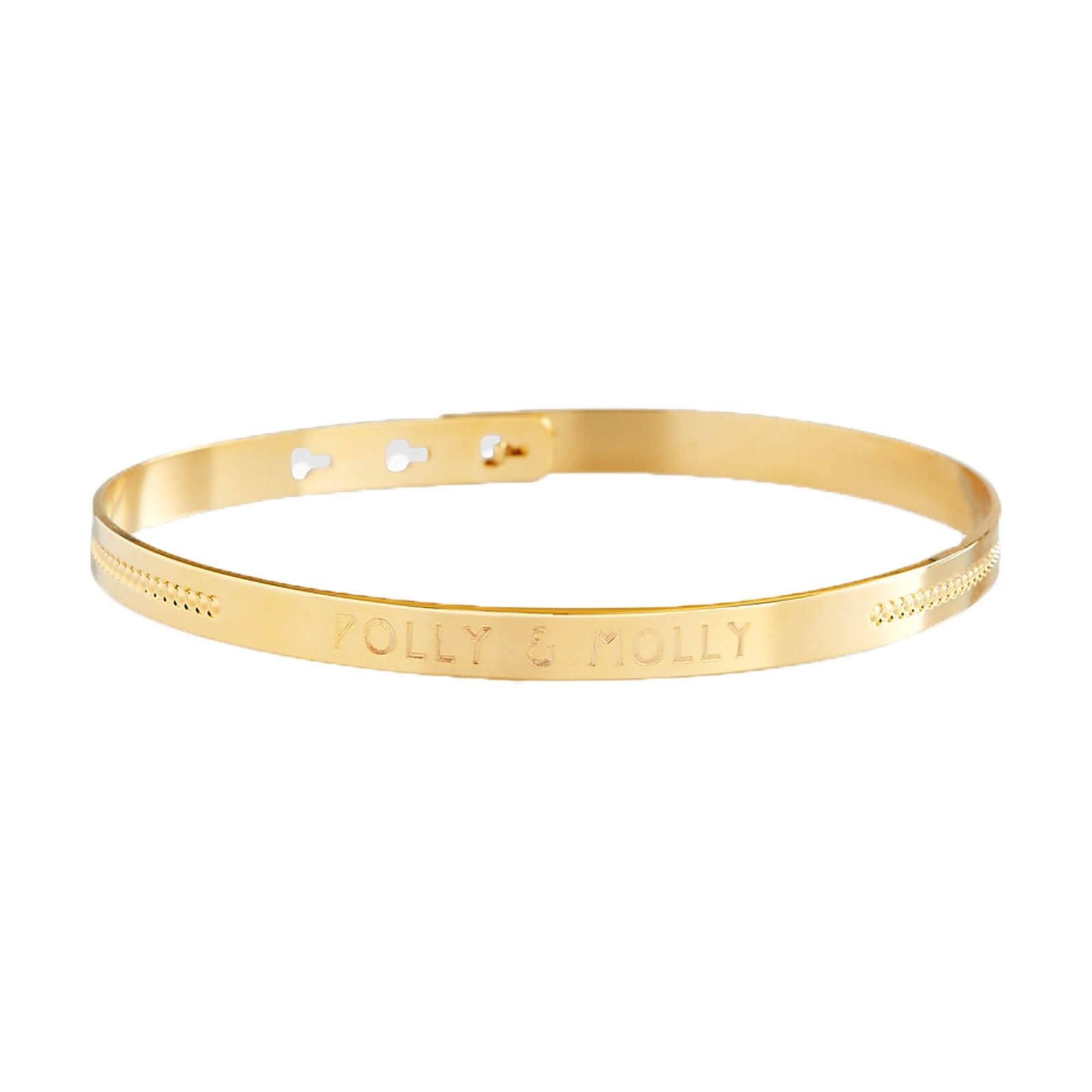 Bracelet jonc perlé gravé en Plaqué Or - Idée cadeau femme - Noël - Saint Valentin - Anniversaires - Fête des Mères