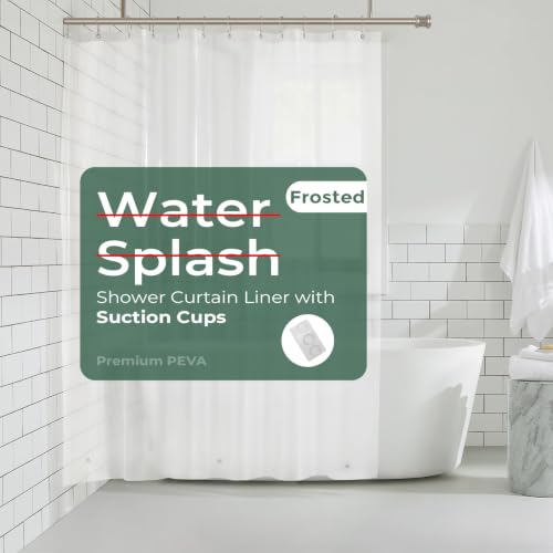Image of HARBOREST Shower Curtain Liner with Side Suction Cups, Premium PEVA Plastic Shower Liner with 3 Magnets, Waterproof Bathroom Curtain, 72 x 72, Frosted