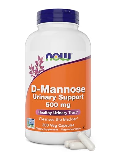 Now D-Mannose 500 mg 300 Capsules - Vegan Non GMO Supplement for Women and Men - Supports Healthy Urinary Tract Cleanses the Bladder