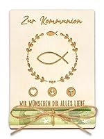 Luckeey Kommunion Geschenke für Mädchen, Geldgeschenk Kommunion Verpackung aus Holz, Geschenke zur Erstkommunion, Personalisiert Erstkommunion Geschenk Mädchen & Jungen - 12.5 × 9 cm