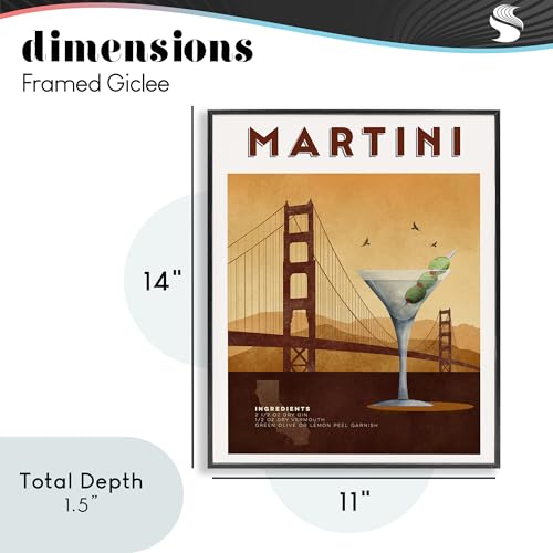 Arte giclée de Martini & Bridge View para decorar un salón sofisticado con marco retro negro 5