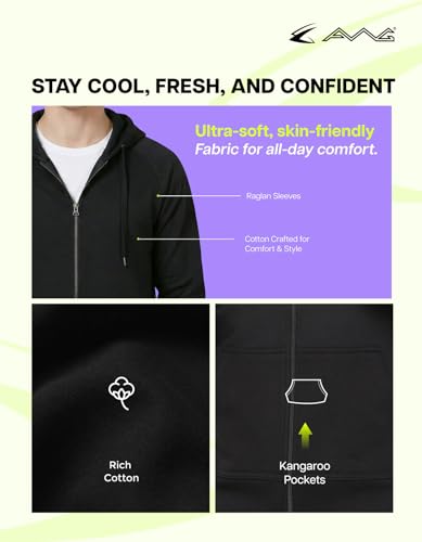 Image of AWG ALL WEATHER GEAR Hoodies for Men | Men's Solid Hooded Sweatshirt | Winter Wear | Pullover | Jackets for Men Stylish | Zipper Hooded Sweatshirt