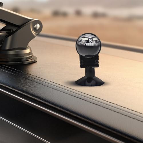 Brújula portátil para auto con base de succión y bola giratoria miniatura 4