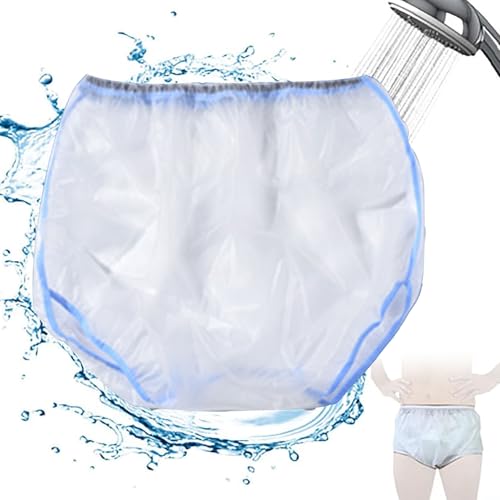 CSGTUO Incontinencia for Adultos Pantalones de Plástico Impermeables Pañales for Adultos Reutilizables Bragas de Ropa Interior Anti-Fugas Laterales Fisiológico,M,White