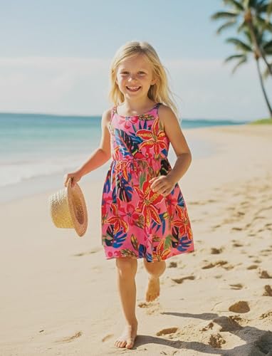Image of PATPAT Girls Summer Dress Hawaiian Floral Beach Tropical Sundress 2-7 Years