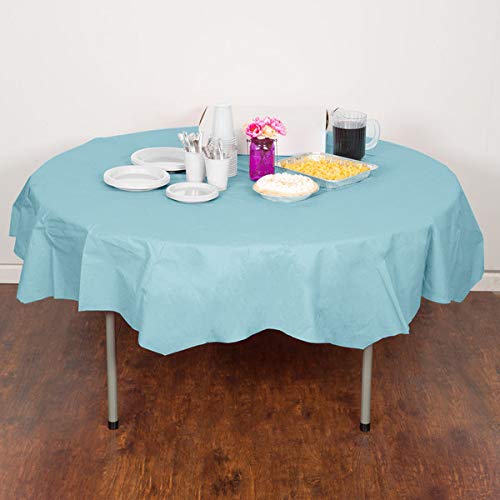 Touch of Color: Octy-Round 82 inch Plastic Lined Table Cover- Pastel Blue