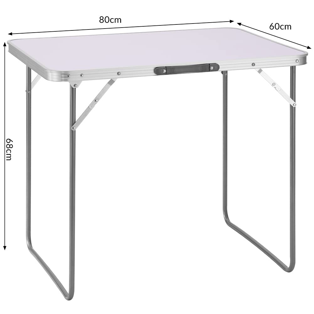 BAKAJI Tavolino Pieghevole da Campeggio Picnic 60x80x68 Alluminio Bianco