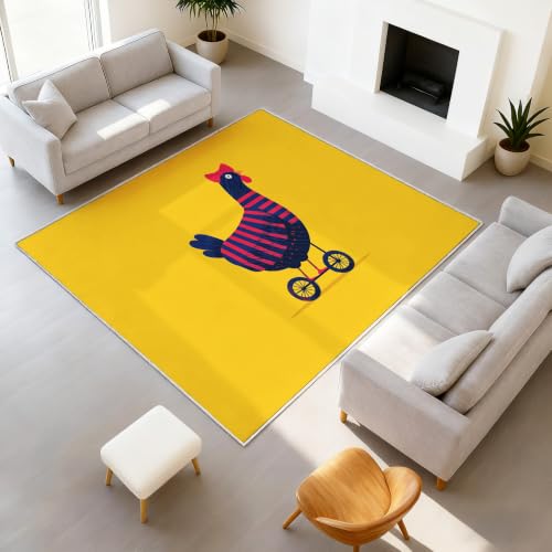 Tapis de chambre lavable et antidérapant avec motif ocre - 2