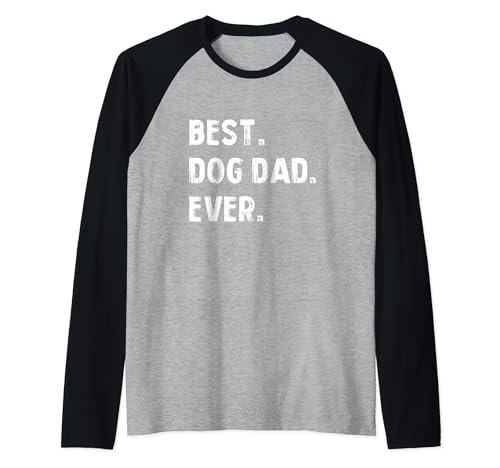 Best Dog Dad Ever Graphic Rescue Dueño Cita Diseñador de Memes Camiseta Manga Raglan