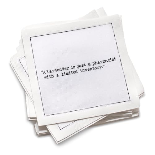 Five Star Napkins: Funny Bartender Quotes White Cotton Napkins