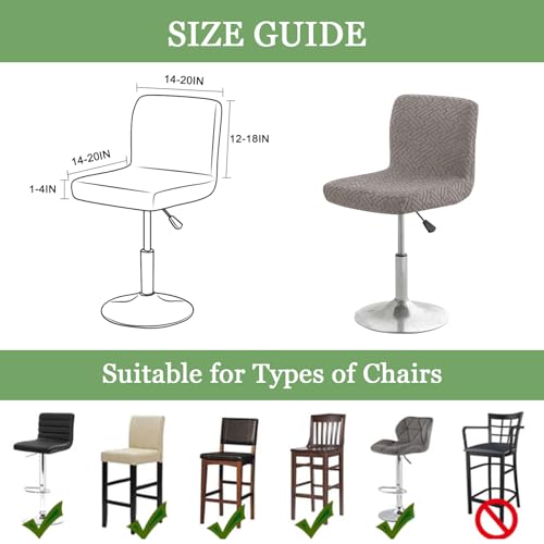 Image of FUANGUI Bar Stool Covers with Backs, 2 Pack Stretch Bar Stool Chair Covers, Knitted Jacquard Bar Stool Covers,Washable Bar Chair Covers Swivel Barstool Slipcovers (Knitted Khaki 01)