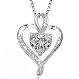 herzlich willkommen spanisch Herz-Design: das Herzdesign ist elegant und schön, 8 mm x 8 mm großen kubischen Herzstein in der Mitte der Halskette, ungefähr 13 Stück kleiner Stein, der so glänzend und elegant ist.