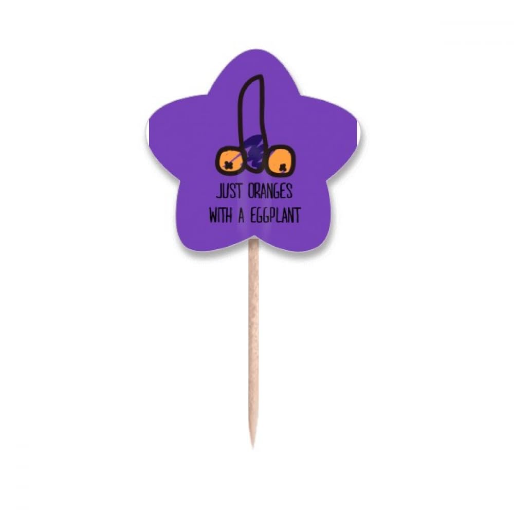 Drapeaux cure-dents orange et aubergine pour buffets de fête et anniversaires ludiques