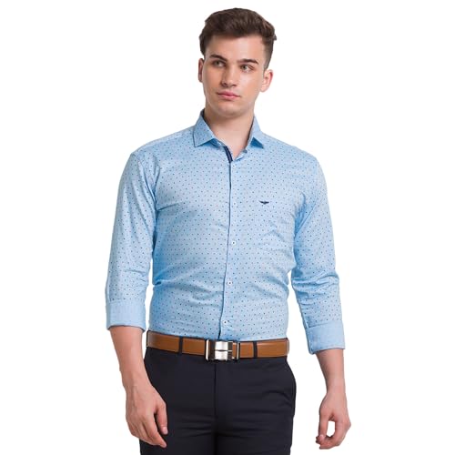 Image of Park Avenue Men's Pure Cotton Print Pattern Slim Fit Cut Away Collar Full Sleeve Casual Shirt