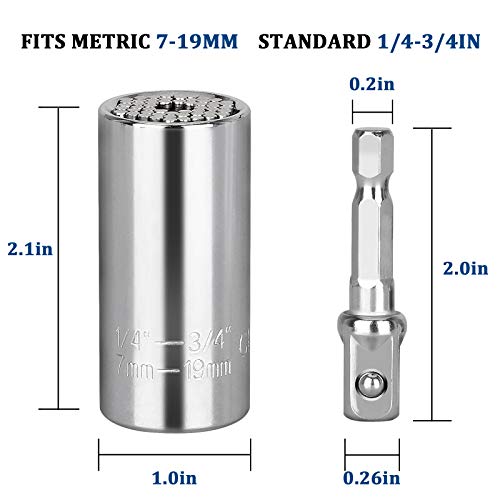 Universal Socket Grip Tool Gifts for Men Dad, Super Socket Set Multi-Function Socket Wrench with Power Drill Adapter Ratchet Gadgets, Valentine's Day Gifts for Men Husband Boyfriend Women DIY Handyman