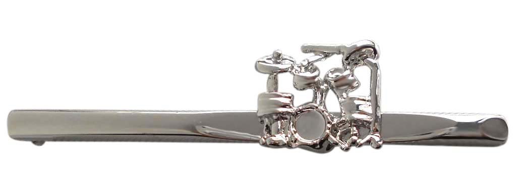 Schlagzeug drums Krawattennadel silbern glänzend ca. 6,8 cm lang m.i. Germany + Geschenkbox - Schmuck und Schutz für die Seidenkrawatte