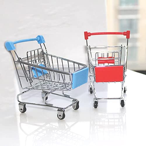 Mini Shopping Cart，Supermarket Handcart Mini Shopping Cart Mini Supermarket Storage Toy Decorative Ornaments For Storage Toys (Blue) #TOP6