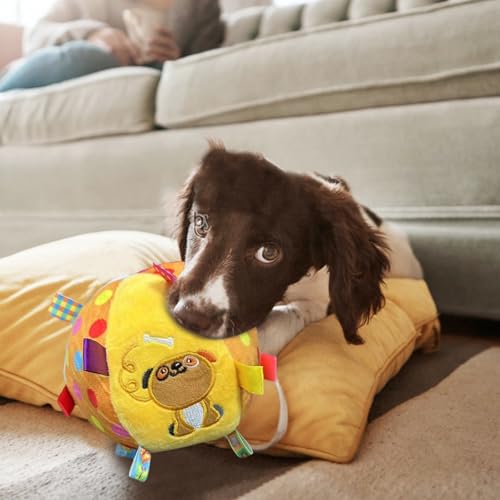 Comforso Quietschendes Hundespielzeug,Interaktives Plüsch Hundebälle Greiflaschen,Kauspielzeug mit Klingelball gegen Langeweile für Kleine,Mittelgroße Große Hunde Spielen Trainieren Drinnen Draußen