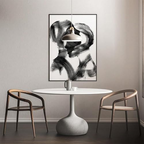 Tableau art abstrait noir et blanc pour decoration murale