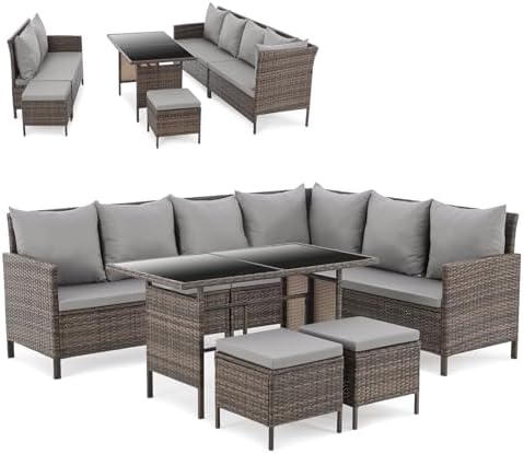 SVITA Madison Rattan-Lounge Polyrattan Ecksofa Gartenmöbel-Set So...
