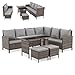 SVITA Madison Rattan-Lounge Polyrattan Ecksofa Gartenmöbel-Set Sofa Garnitur Couch-Eck Braun