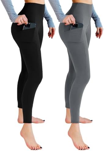 Leafigure 2er Pack High Waist Leggings Damen mit Taschen | Blickdichter Stoff, Elastischer 4-Wege-Stretch, Ideal für Gym, Yoga, Laufen und Alltag
