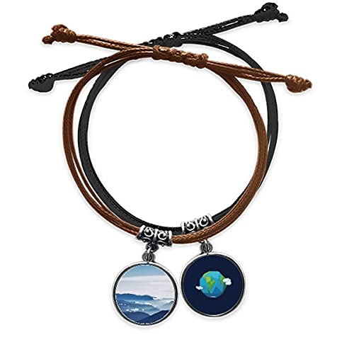 Pulsera de naturaleza con cielo y montañas de cuerda y cuero ajustable