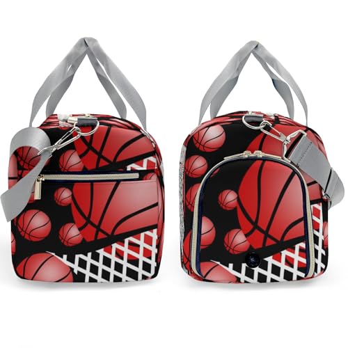 Red Sport Basketball Travel Duffel Bag,Sports Tote Gym Bag,Shoulder Weekender Overnight Bag for Women3