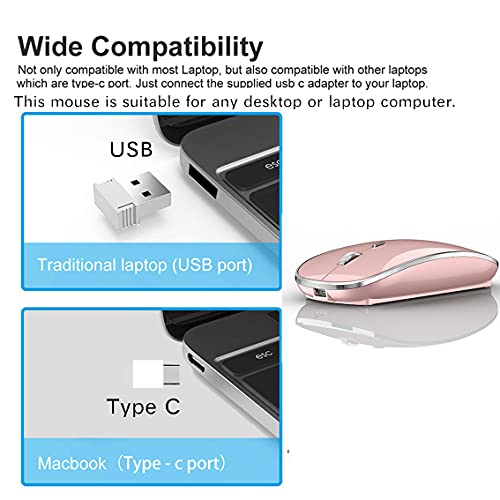 Wireless Mouse For Macbook Pro Macbook Air Mac Imac Desktop Computer Chromebook Win7/8/10 Pc Hp Dell Laptop (Rose Gold) #TOP2