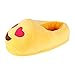 Eleery Pantoufles Peluches Chausson Peluche Adulte Unisexe Mignon Anti-dérapant Légers Emoji Agréable Ouple Maison Bureau (Jaune cœur)