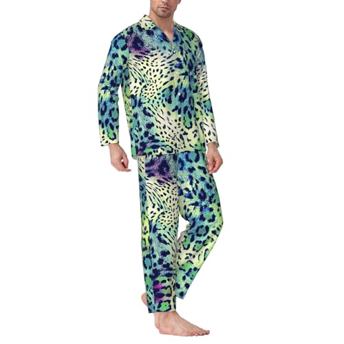 Pyjama léopard homme vert : ensemble de nuit confortable à manches longues - 2