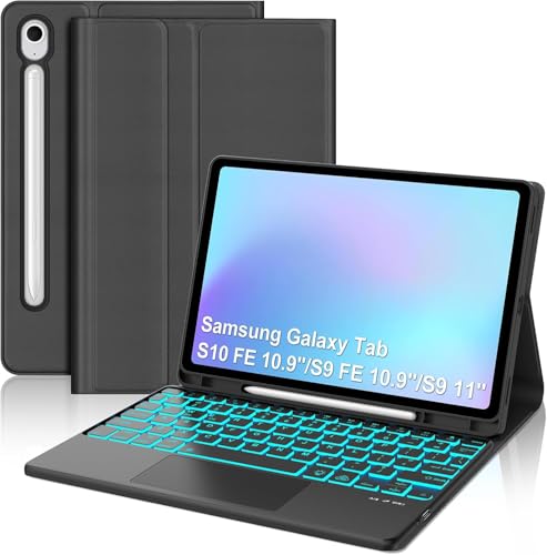 Clavier Bluetooth Samsung Galaxy Tab S10 FE S9 S8 étui magnétique noir