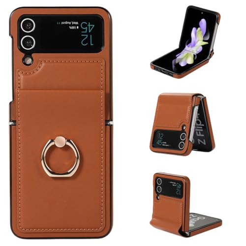 Housse en cuir Samsung Z Flip 3 luxe couleur unie marron finitions premium