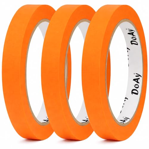 DOAY 3 Pack Orange Painters Tape - Masking Tape 0.50 Inch Wide - Multi-Surface, Smart Adhesion, Indoor & Outdoor - 270FT Total - Paint Tape for DIY, Labeling, Art, Car, General Purpose (#3910)