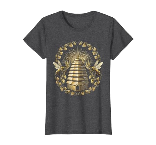 Beehive Brewery Bees Barley and Hops Graphic T-Shirt, Women, Dark Heather Grey, Medium