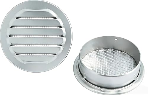 2 Inches, 12-Pack Round Aluminum Louver with Insect Screen