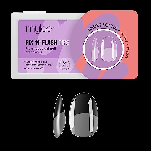Mylee Fix N Flash Soft Gel Tips, Short Round, 552 PCS, Full Cover Soft Gel Nail Tips, Nail Art Extensions