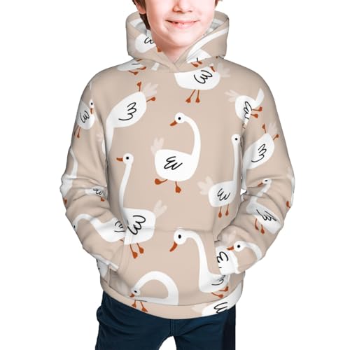 White Goose Kid Hoodies Boys Sweatshirts Girls Pullover with Pocket3
