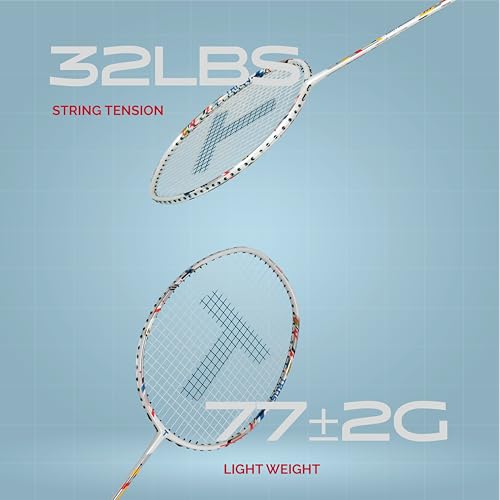 Image of TANSO Lightbearer Full Graphite Ultra Light Weight Carbon Fibre Strung Badminton Racket (32 Lbs Tension, 675 mm Long, 77 Grams, Strung with Premium Strings and Full Racquet Cover)