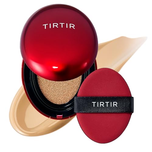 TIRTIR Mask Fit Red Cushion Foundation | Full coverage, Weighless, Skin fit, Satin Glow Finish, Korean cushion foundation (#28N Oat, 0.63 Fl Oz (Pack of 1))