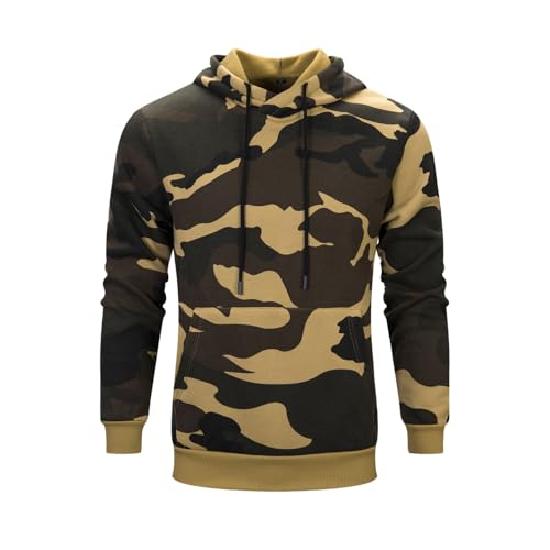Camo Hoodie Men Fleece Sweatshirts Hooded Classic Casual Camouflage Tactical Pullover Hoodies with Kangaroo Pocket