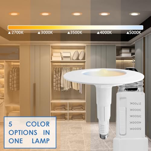 Jolux 5/6" Retrofit LED PIR Motion Sensor Recessed Lighting,Adjustable 5CCT 2700K-5000K,12W=60W,800LM,Non-Dimmable,LED Replacement Can Light,Ideal for Closet,kitchen,Porch etc.Easy Installation,2 pack by Jolux - Used condition - Image 2