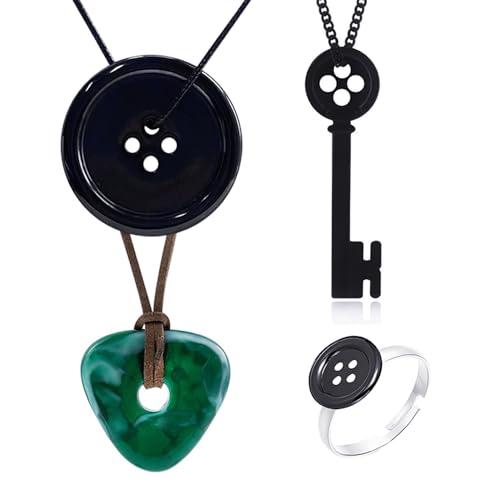 HJYZY Juego de 4 joyas Coralime con diseño de ojo de botón, collar de piedra clave para disfraz de Halloween, accesorios de cosplay, accesorios de película, 1, Resina, No es una piedra preciosa
