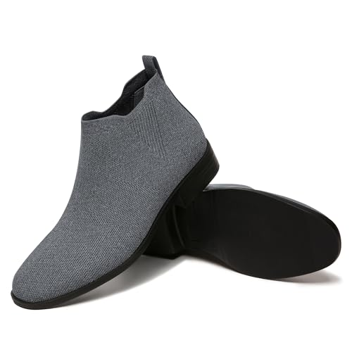 Sock Ankle Boots for Women Chelsea Square Toe Chunky Low Heel Booties Comfortable Slip on Short Boots2