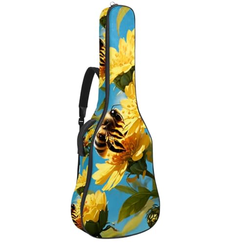 Sac de guitare acoustique 40/41/42 pouces étui imperméable motif abeille et fleur