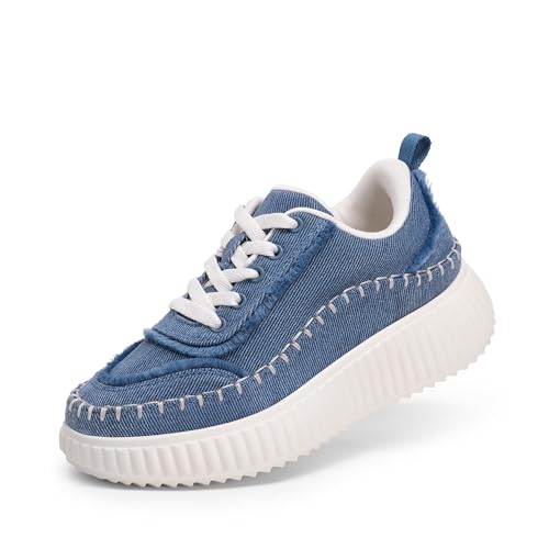 DREAM PAIRS Girls Fashion Sneakers Tennis Shoes Kids Platform Lightweight Lace Up Casual Walking Shoes